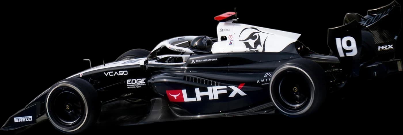 The LHFX Formula 3 car at Circuito de Jerez, in its black and white livery